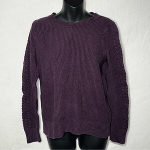 Loft Women's M Purple Textured Lettuce Neck Ribbed Hem Preppy Sweater